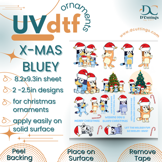 X-Mas Bluey Ornaments UV-DTF