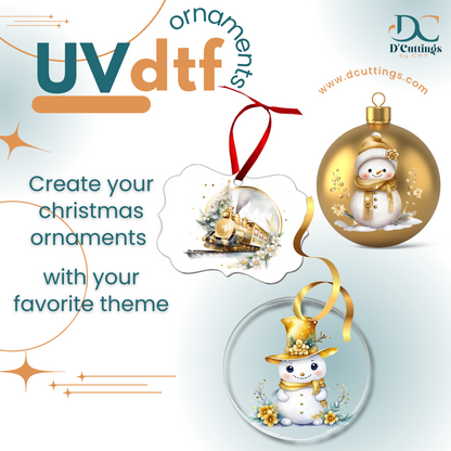 Gold X-Mas Ornaments UV-DTF