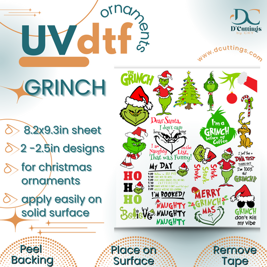 Grinch Ornaments UV-DTF