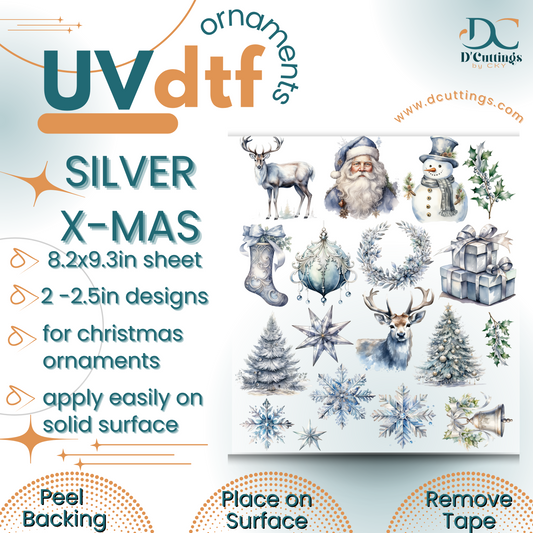 Silver X-Mas Ornaments UV-DTF