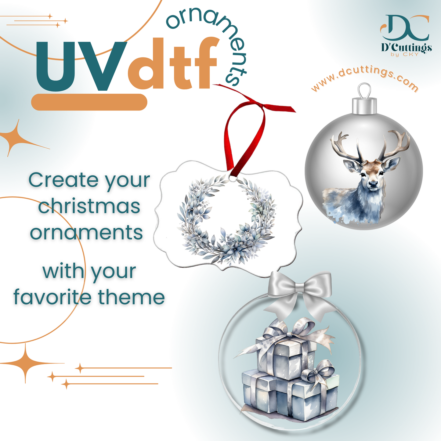 Silver X-Mas Ornaments UV-DTF