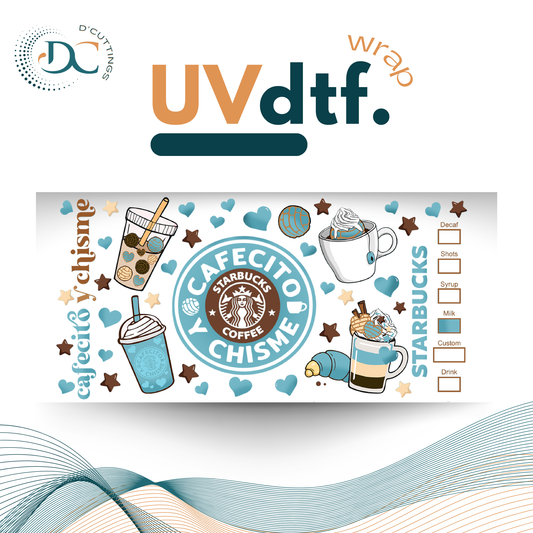 Cafecito & Chisme Teal - UV DTF Wrap