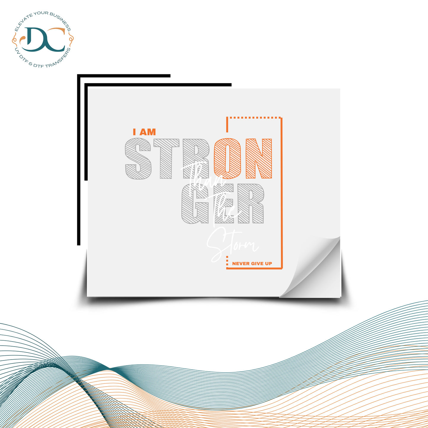 Stronger than Storm (blanca/anaranjado) DTF